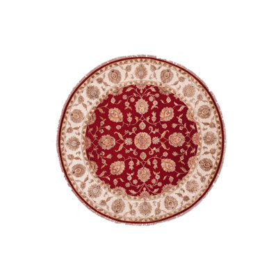 Tapis rond en laine et soie noué à la main 8 pi x 8 pi Rajasthan B5D90E4222FA4383825FA7655F45704A