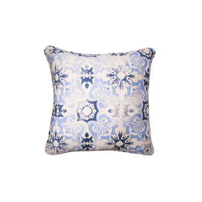 Blue Tile Woven Throw Pillow