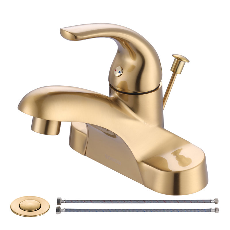 Single-handle Bathroom Faucet with Drain Assembly, Gold