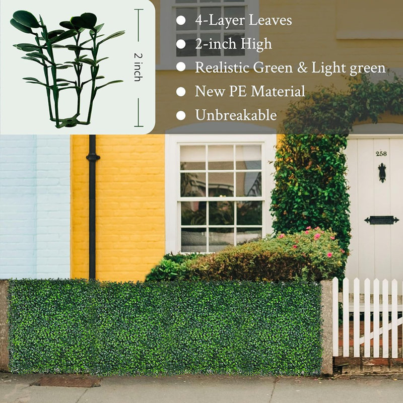 Artificial Grass Wall Panel,10"X 10"(8P) 4-Layer Leaf UV-Anti Gr...