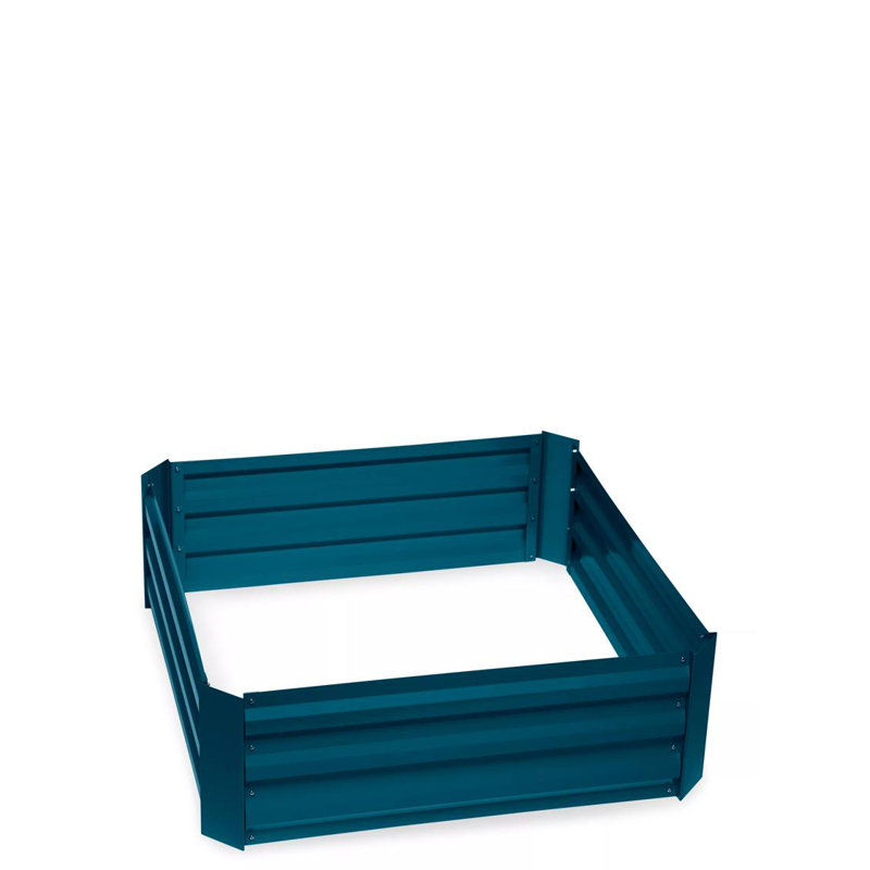 Deep Blue Corrugated Metal Outdoor Raised Garden Bed