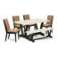 L'ensemble de 6 pièces comprend une table de salle à manger en lin blanc et un banc de salle à manger, ainsi que 4 chaises de salle à manger en tissu de lin sable clair - finition noire brossée-73486330-73486333-9751908