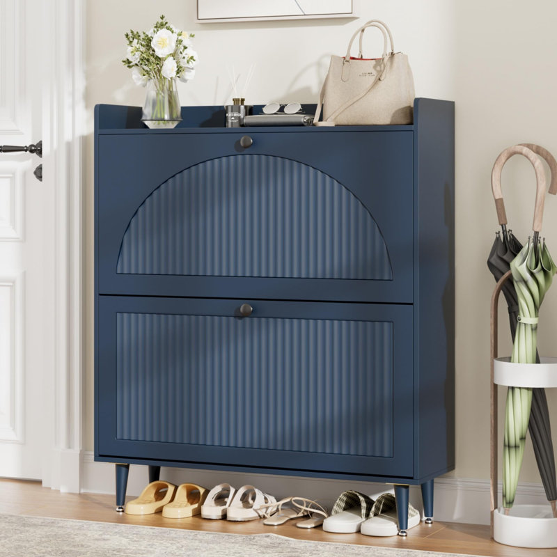 Armoire de rangement étroite à chaussures Wave Arch, Bleu