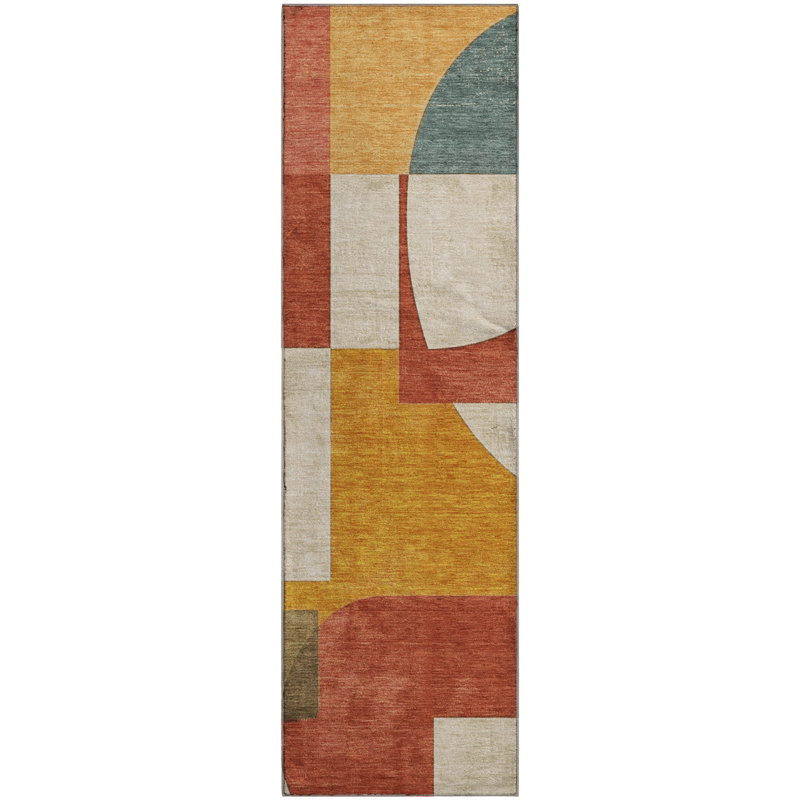 Tapis Mid-Century Premium lavable à la machine Mehara AMF1692, Tapis de couloir 2 pi 3 po x 7 pi 6 po