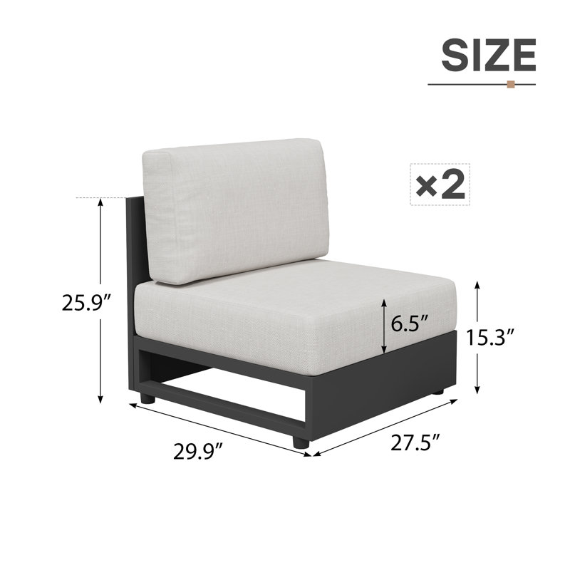 Chaise d'extérieur 2 pièces avec coussin Zachery