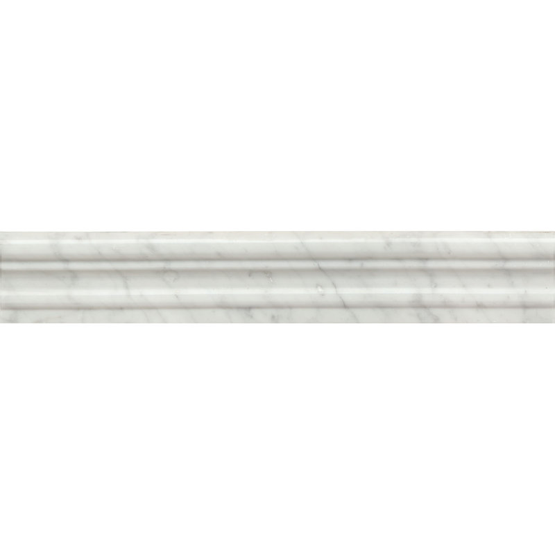 12" x 2" Marble Bullnose Tile Trim in White Carrara