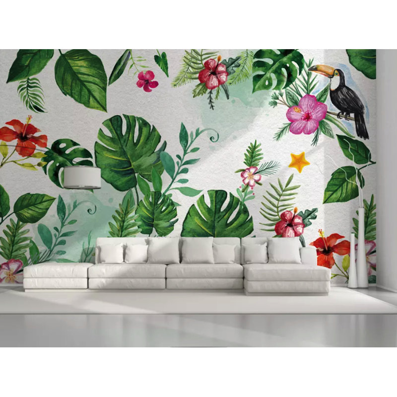 Papier peint amovible floral, L 9 po x l 15 po