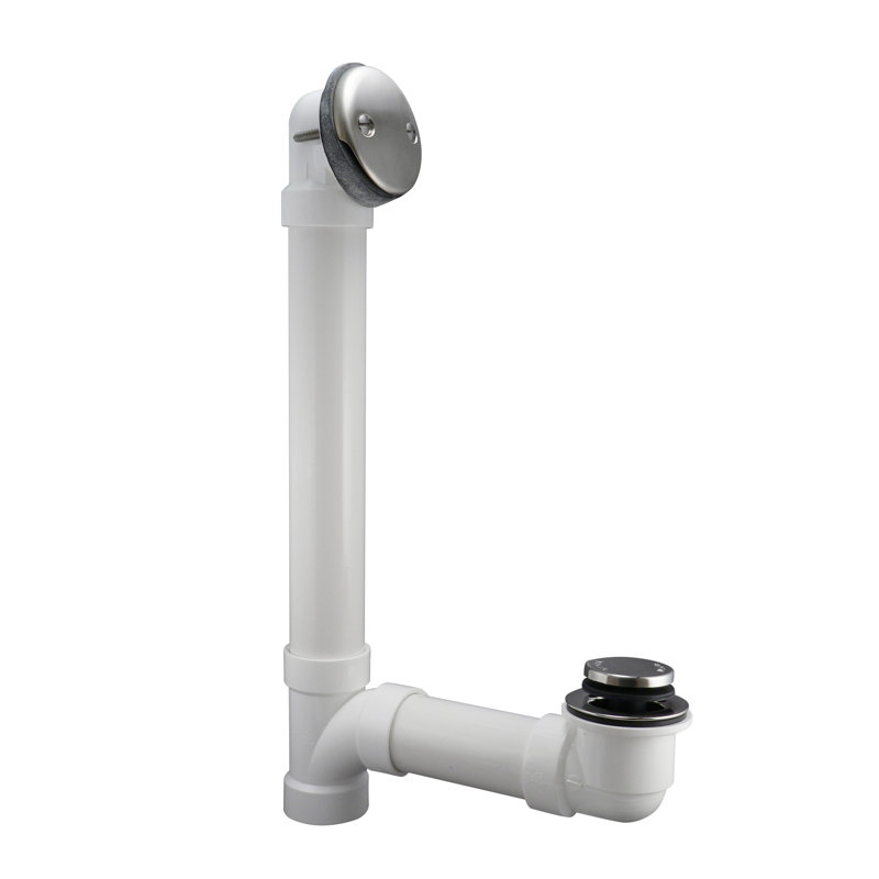 Foot Lock 1.6" Leg Tub drain Overflow, Brushed Nickel