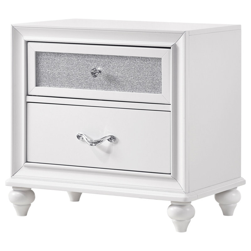 Table de chevet 2 tiroirs Dasher - blanc, Blanc