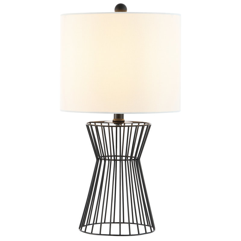 Rayna 19.5 Inch Black Iron Table Lamp with White Drum Shade