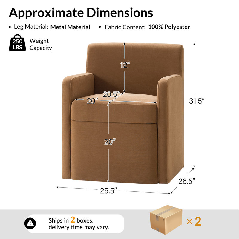 Gosselin 22.5''W Modern Moveable Dining Chair With Storage, Caramel