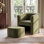 Fauteuil d'appoint et repose-pieds rembourrés Braedin, aucun assemblage requis