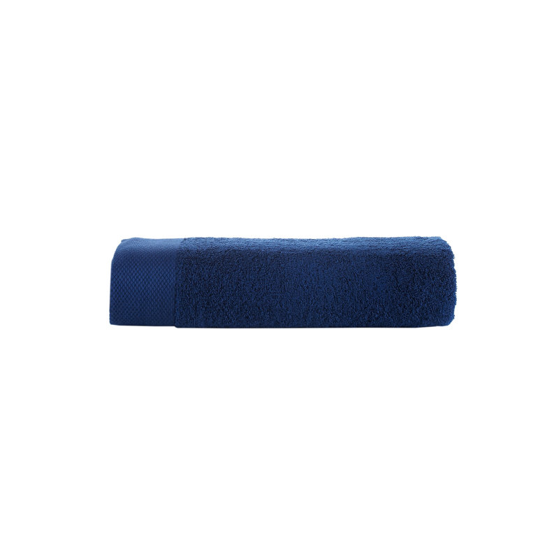 Turkish Cotton Plush Jacquard Bath Towel, Navy