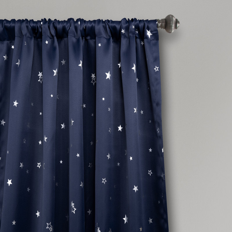 Navy Star Blackout Polyester Window Curtain Panels, 63 x 52 Inch