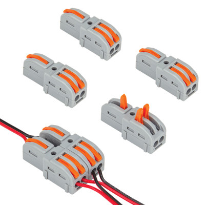 1-In 2-Out Modular Lever Wire Splitter Connector, 6pk