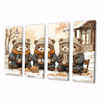 «Winter Nursery Teddy Bear Snuggles II», ensemble d'art mural 4 pièces