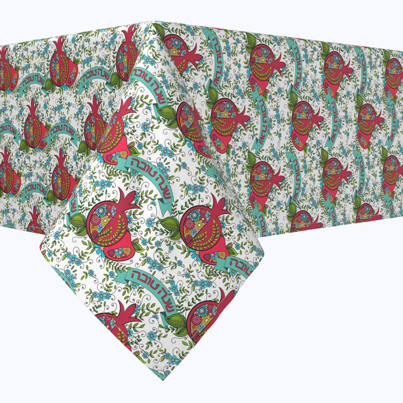 Wodehouse Floral Tablecloth, 120" x 60", Happy Rosh Hashanah