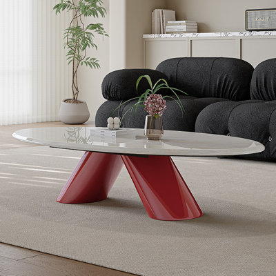 Table basse ovale en marbre gris