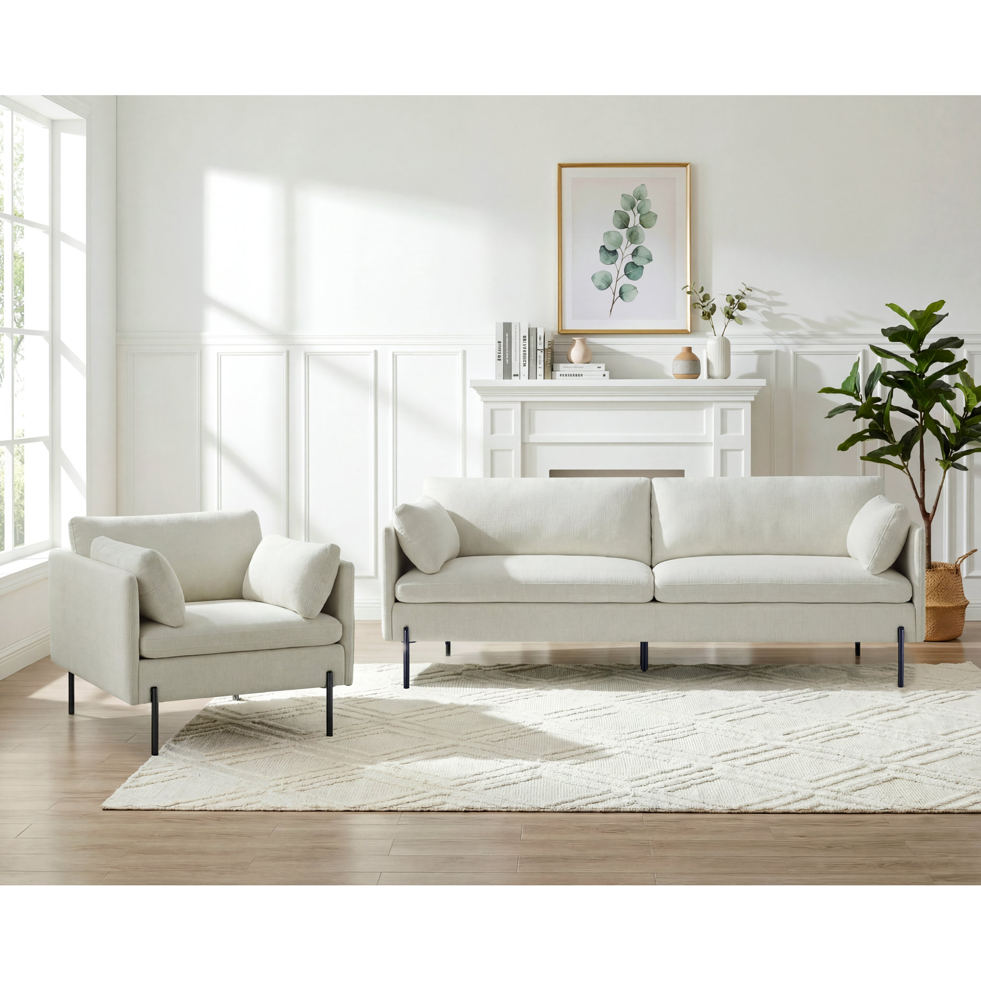 Moab 2-Piece Living Room Set, Flanigan Cotton Linen