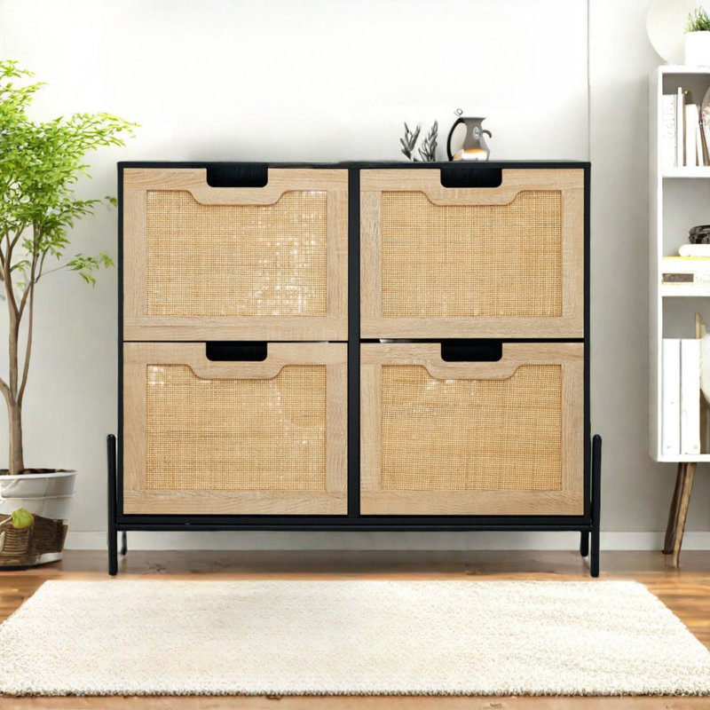 16 Pair Shoe Storage Cabinet, Black