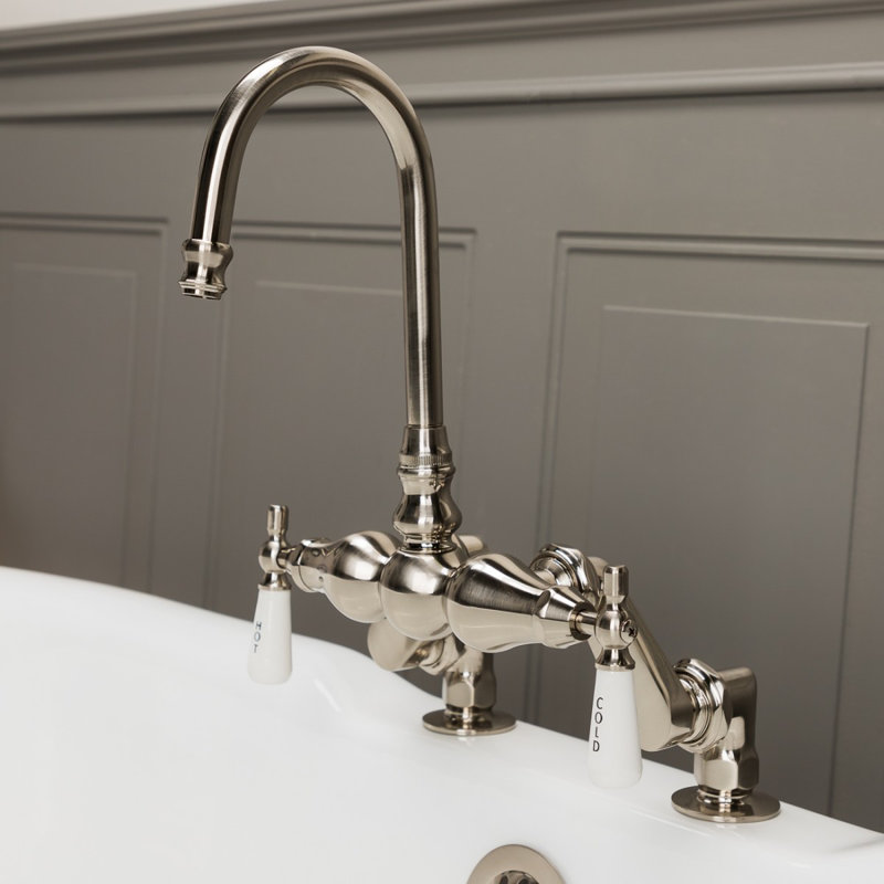 2 Handle Deck Clawfoot Tub Faucet, Brushed Nickel