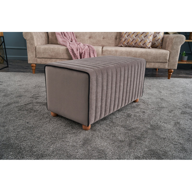 Teksas Laylanii Upholstered Ottoman Rectangular Pouf, Mint