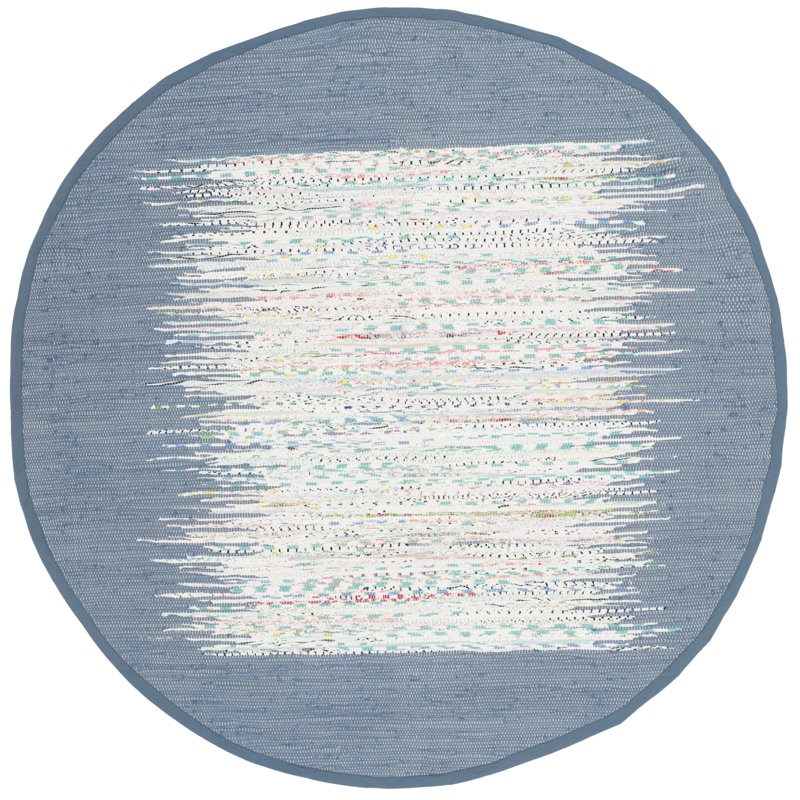 Aitken Hand Woven Cotton Abstract Rug, Round 4'