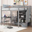 Lit mezzanine double avec bureau en L et tiroirs, armoire et escalier de rangement-1434971972