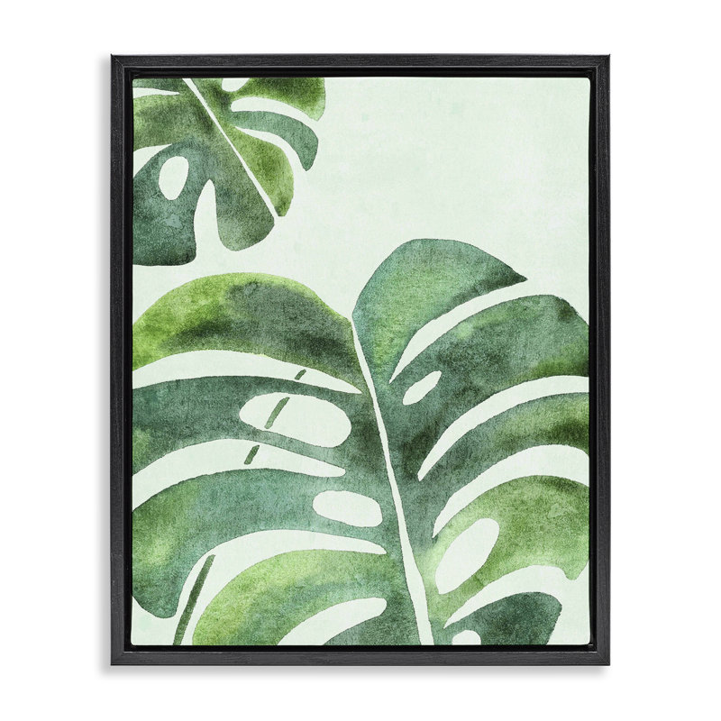 Cadre flottant Monstera Leaf Tropics, design par Camila Juncos, H 21 po x l 17 po, Cadre flottant noir de jais