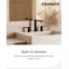 Robinet de salle de bain surdimensionné avec bonde escamotable, robinet de salle de bain moderne à 2 poignées et 3 trous en noir mat-115946849
