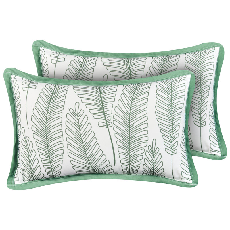 Set of 2 Outdoor Cushions MEADOW Plant Pattern Green, Rectangle 30cmH x 50cmW