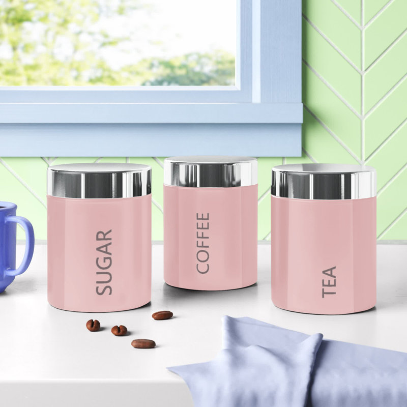Surrett Metal Jar - Set of 3, Pink