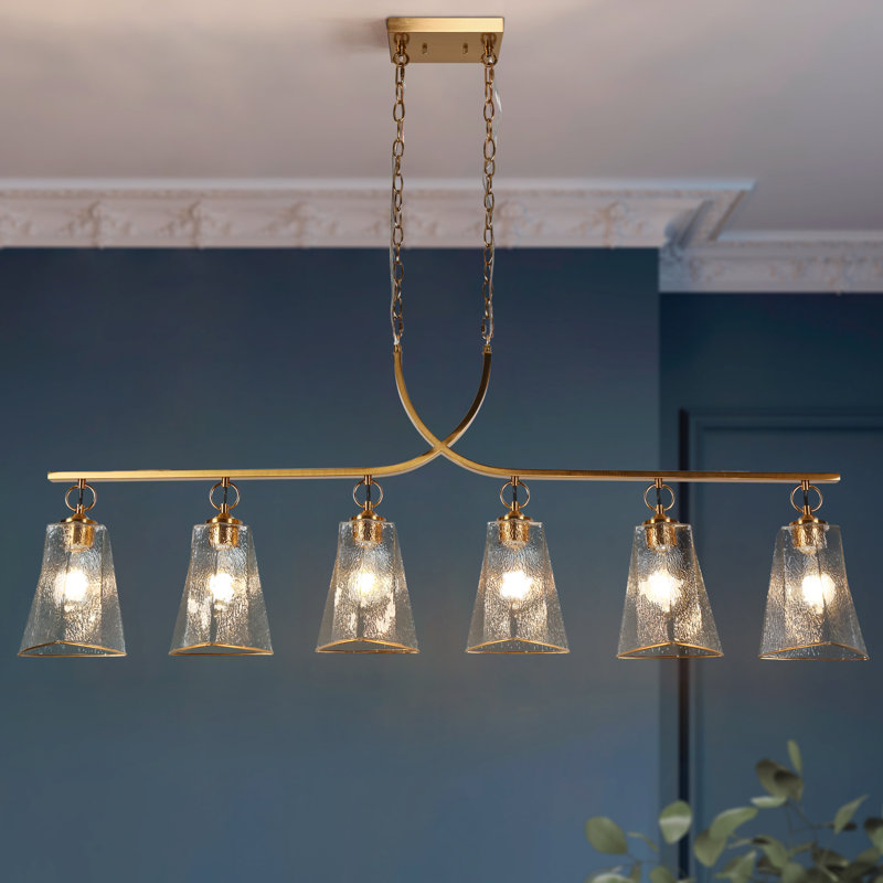 Grand lustre linéaire moderne pour îlot de cuisine à 6 lumières Coleridge