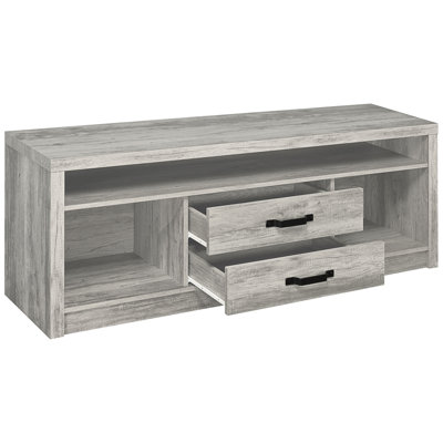 Grey Driftwood 2 - Drawer Tv Stand, Capturing Natural Look Of Aged Wood, Dual Storage For Organized Space, Build, Smooth Surface, Fits Different Decor, 15.5 Inches Stand Depth Engineered Wood In