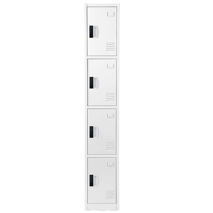 White 72" Steel 4-Tier Storage Locker with Digital Lock