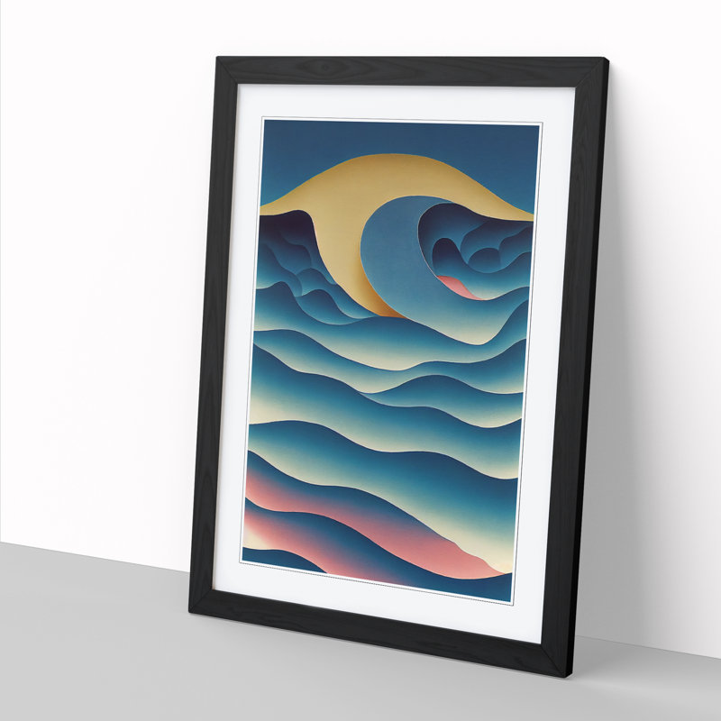 Seascape Abstract Vol.5 - Single Picture Frame Print, 46cm H x 34cm W x 2cm D, Black