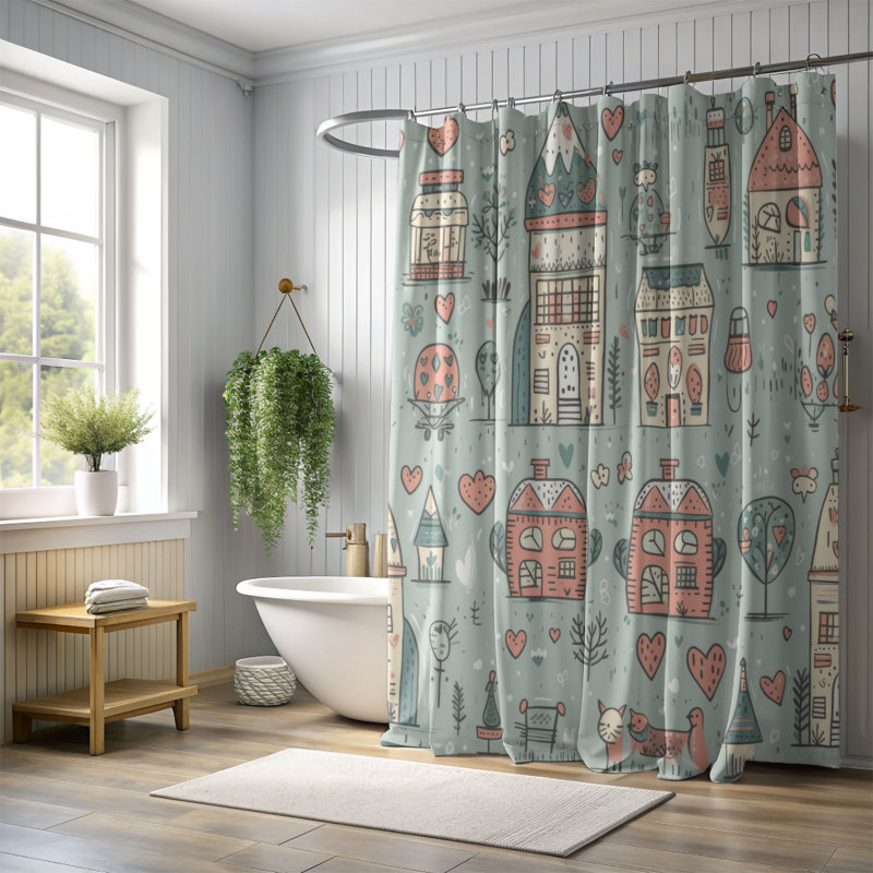 Rideau de douche Boho Villa - Premium, H 74 po x l 71 po