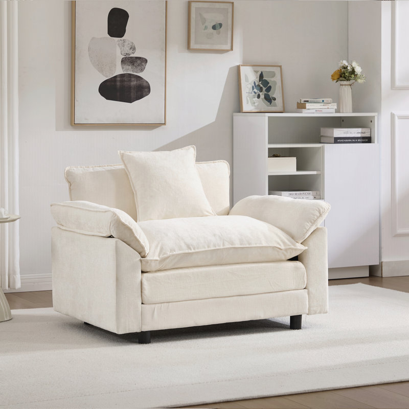 Sofa moderne d'une place de 113 cm, L 44,5 po, Chenille beige