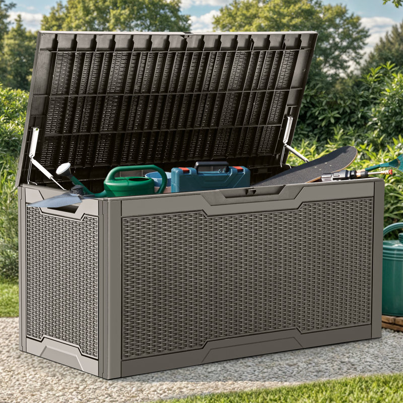 Balconera 100 Gallon Resin Lockable Outdoor Deck Box, Brown