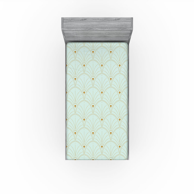  Drap-housse géométrique, Drap-housse de taille simple, Mint Green Sand Brown