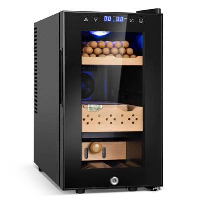 Electric Humidor, 25l 200 Counts Large Capacity,thermostatic Electric Cooler Cabinet With Digital Led Screen, Safety Lock,smart Humidity & Temp Control, Gifts For Men