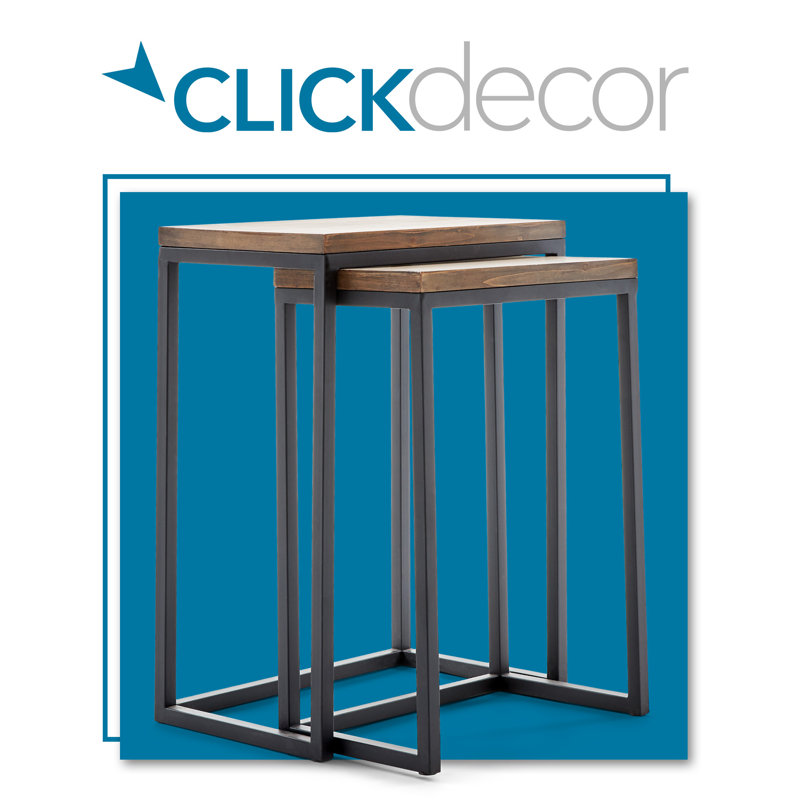 Parker Rustic Wood & Metal Nesting End Table Set - Brown