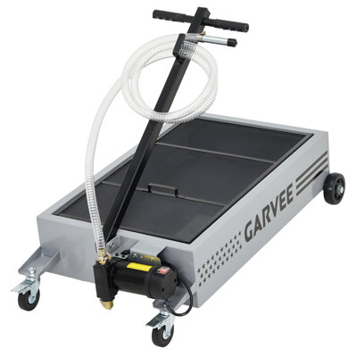 20 Gallon Electric Oil Drain Pan, Low Profile Oil Drain Pan with 110V Electric Pump, Oil Change Pan with 8.2 Ft Hose & T Folding Handle, Rolling Oil Drain Cart for Truck, RVs, SUVs, Cars
