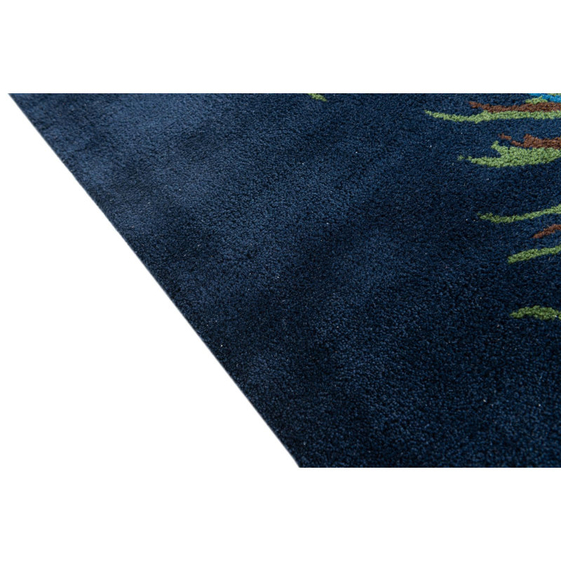 Tapis carré bleu marine Mullan