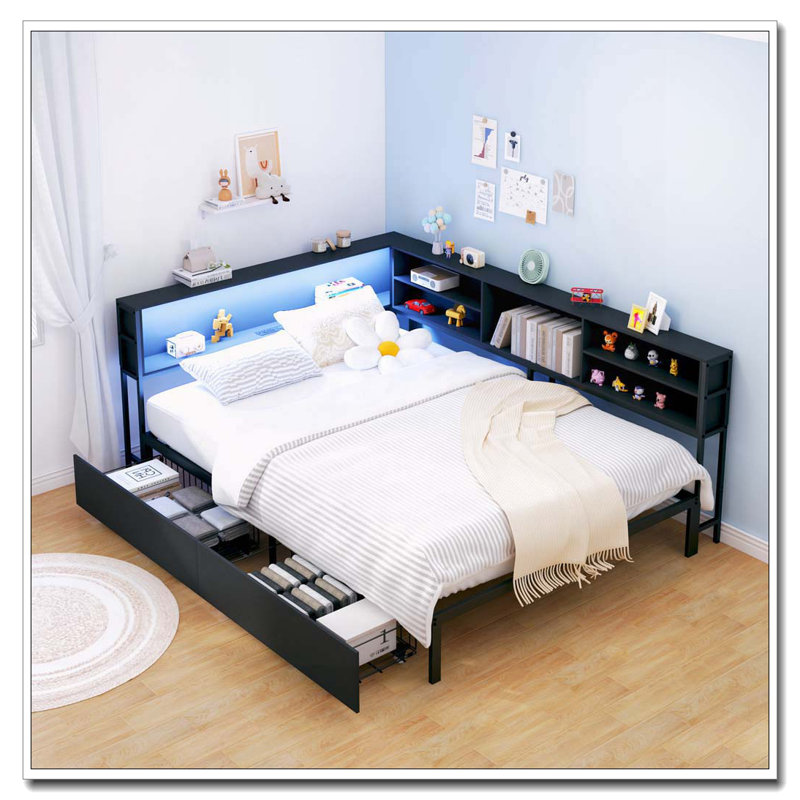 Lit de jour double en coin, Noir