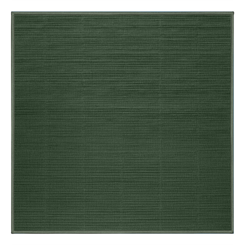 Machine Washable Solid Green Area Rug, Square 3'