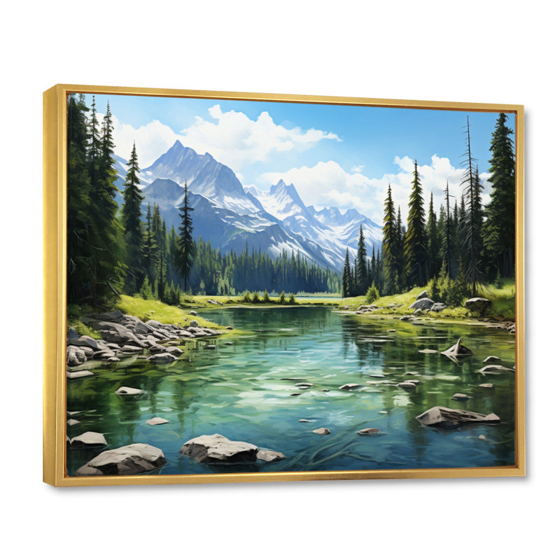 Canada Banff Symphony I, reproduction d'art sur toile, Cadre flottant doré, H 16 po x l 32 po x P 1 po