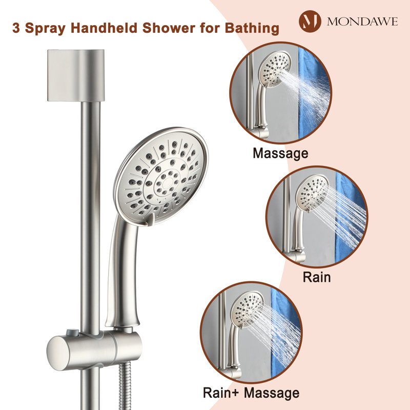 Brushed Nickel Adjustable Multi-Head Rain Shower System