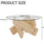 Table basse en verre 33,4 po de diamètre avec surface trempée et pieds en bois transparents de 33,4 po pour les espaces de vie