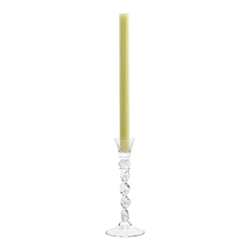 Czech Handcrafted Clear Glass Spiral Candlestick